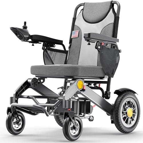 WalkFeel 19.7" Wider Electric Wheelchairs for Adults - 30 Miles Range, 400 LB Foldable Motorized Wheelchair with 25AH Lithium Battery, 500W Motor Power Wheelchair for Home/Outting/Travel(Grey)
