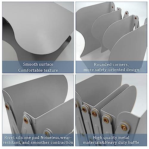Adjustable Bookends, 19 inches 2 Dividers Heavy Duty Metal Book Holders, Book Storage Rack, Desk Organizer Magazine File Holder for Office, School, Bookstore and Home, Grey 5
