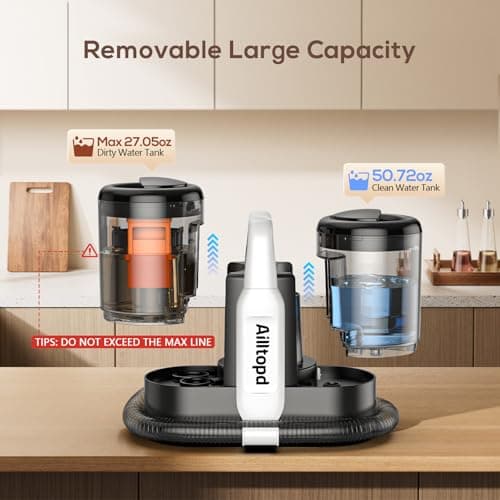 Ailltopd Portable Carpet & Upholstery Spot Cleaner, 15Kpa Powerful Suction & Spot Remover, Deep Stain Cleaning for Carpet, Car Seats, Pets, Stairs, Couches, with Dual Size BrushHead 6