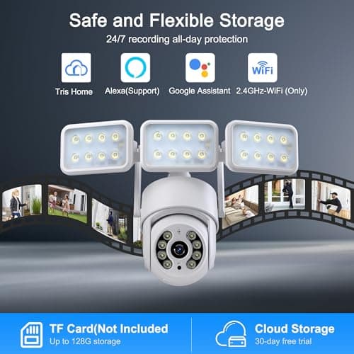 GOLSPARK Floodlight Camera, 2K WiFi Outdoor Security Camera with 2000LM Flood Light, Outdoor Camera with 2-Way Audio 360° PTZ AI Detection Auto Tracking Color Night Vision Alert Cloud or SD Storage 7