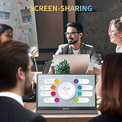 KYY 4K Portable Monitor 15.6'' 3840x2160 UHD USB-C, 100% Adobe RGB, 400cd/㎡, IPS Computer Gaming Display HDR Travel Monitor w/Speakers & Smart Cover for Laptop Xbox PS5 Switch PC Phone 8