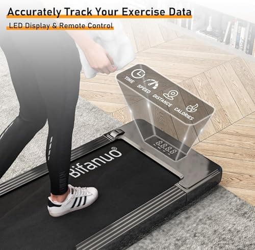 Bifanuo Walking Pad - Under Desk Treadmill for Home/Office, Portable with Remote Control LED Display - Ideal for Fitness Enthusiasts (TM008 Deep Black) 6