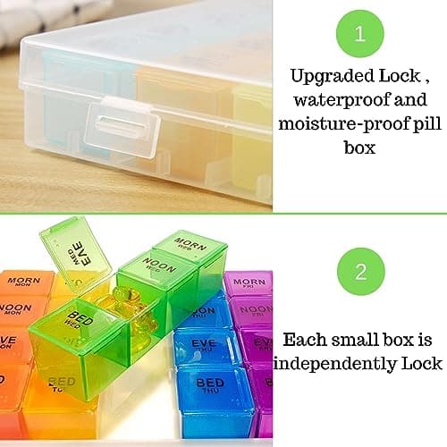 Pill Organizer 4 Times a Day,Premium Weekly Pill Case Medicine Organizer Box 7 Days 28 Compartment to Hold Vitamins Medicine Organizer Box 5