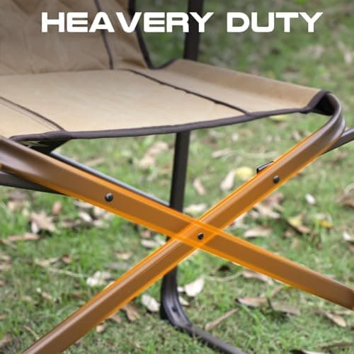 TR Oversized Folding Directors Chairs with Side Table, Portable Heavy Duty Camping Chair for Adults Support 350-lb for Outdoor Picnic Lawn Hunting (Brown) 4