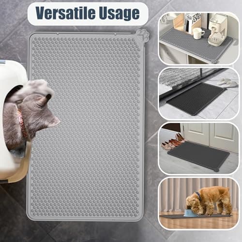 Purrersia Silicone Cat Litter Mat 24"x15" (Keep Floor Clean)(Easy Clean)(Anti-Crease)(Built to Last)(Non-Slip)(Double Layer Detachable)(Soft on Paws)(Claw-Proof) 7