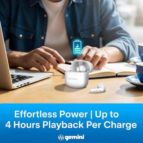 Gemini True Wireless Earbuds Bluetooth 5.4 with 13mm Drivers, Touch Control, All-Day Comfort Fit, Fast Pairing – GEBX-100 7