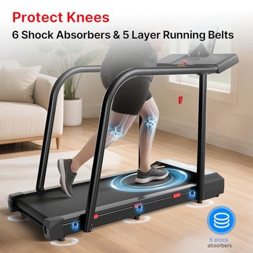 Yesoul Walking Treadmill for Seniors with Long Handrails – 4 Major Safety Protections, Emergency Stop Button, Treadmill for Home 300 lbs Capacity, Recovery Walking Machine with LED Display 6