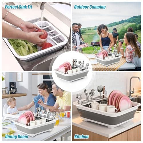 indigywve Collapsible Dish Drying Rack Portable Dish Rack for Kitchen RV Campers Travel Trailer - Space Saving Kitchen Storage Tray, Send Goods from Local Warehouse 8