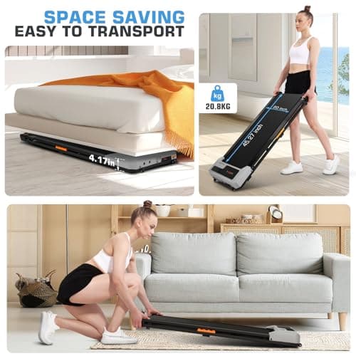 FUNMILY Walking Pad 3 in 1 Under Desk Treadmill, 2.5 HP Quiet Portable Walking Treadmill 300lbs Weight Capacity, Walking Jogging Machine Remote Control LED Display Small Treadmills for Home Office TR 5