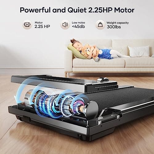 TOPUTURE Walking Pad Treadmill, 2.25HP Under Desk Treadmill with App & Remote Control, LED Touch Screen, Lubricating Hole, 300lbs Capacity Compact Walking Treadmills for Home/Office, Assembly Free 5