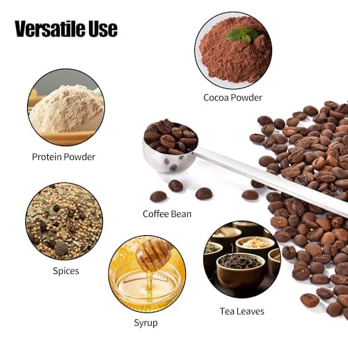 18/8 Stainless Steel Coffee Scoop, Doosu Food-Grade Metal Measuring Spoon with 4.3in Long Handle, Tablespoon Scooper for Coffee Beans, Ground Coffee, Espresso, Protein Powders, Tea, Sugar (1 Tbsp) 9