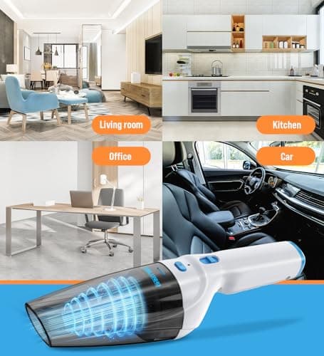 Milunho Powerful Handheld Vacuum Cordless, 9500PA Rechargeable Car Vacuum Portable Cordless, Lightweight & Portable Mini Handheld Vacuum Cleaner with Large-Capacity Battery for Car/Home/Pet 6