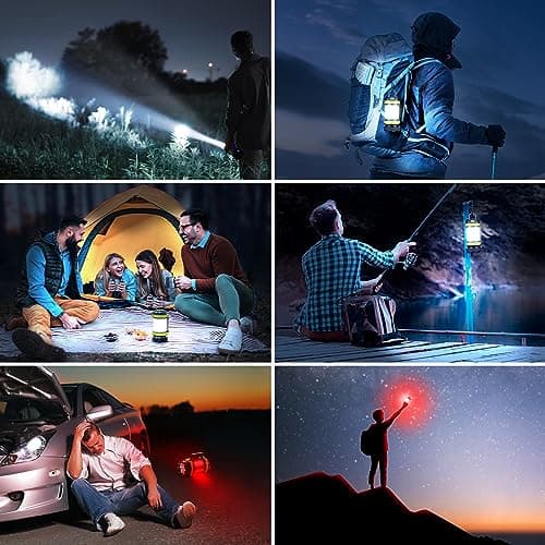 2 Pack LED Camping Lantern Flashlight Rechargeable, Consciot Portable Torch with 6 Light Modes, 3600mAh Power Bank, IPX4 Waterproof, USB C, Camping Lights for Hurricane, Emergency, Survival Kits 7