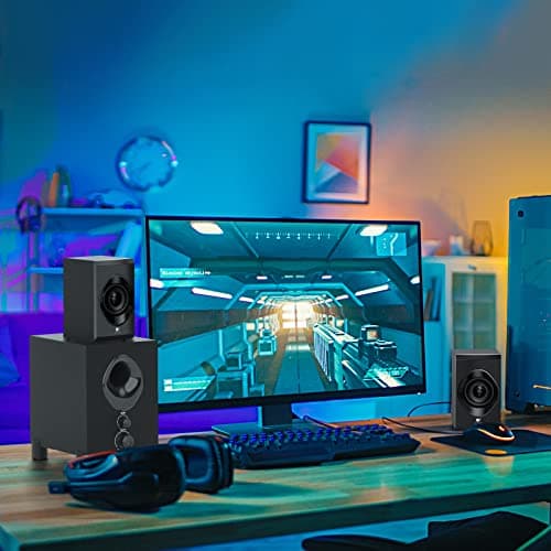 OROW Bluetooth Computer Speakers,PC Speaker with Subwoofer,Front Knob 18W Wireless PC Speakers,Support AUX&Bluetooth Play,Great for Party/Game/TV (S213) 7