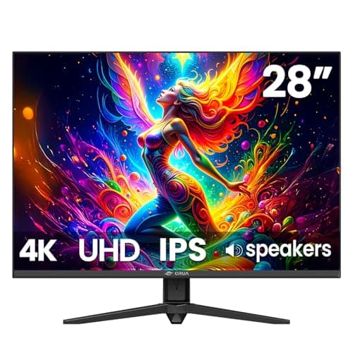 CRUA 28'' Monitor, 4K UHD+(3840×2560P)IPS 60Hz Computer Monitors, 15:10 Aspect Ratio, 10Bit Color, Built-in Speakers, Ultra-Clear PC Display Support HDMI 2.0 & DP1.4, Type-C Port, Wall Mountable–Black