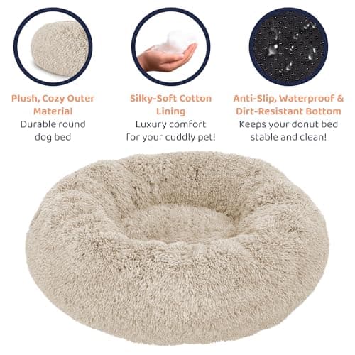 Donut Dog Bed - Premium Comfort for Anxiety Relief - Fluffy & Calming Design with Ultra-Plush Support | Cozy Round Dog Bed with Super Soft Circle Style (Beige, Small) 4