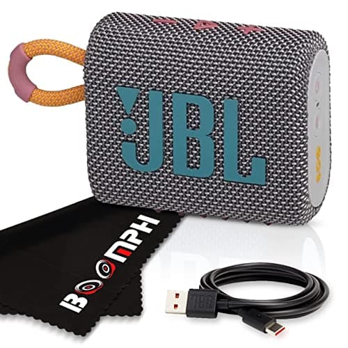 JBL Go 3 Portable Bluetooth Wireless Speaker, IP67 Waterproof and Dustproof Built-in Battery - Gray - Boomph's Comprehensive Ultimate Performance Cloth Solution for Your On-The-Go Sound Experience