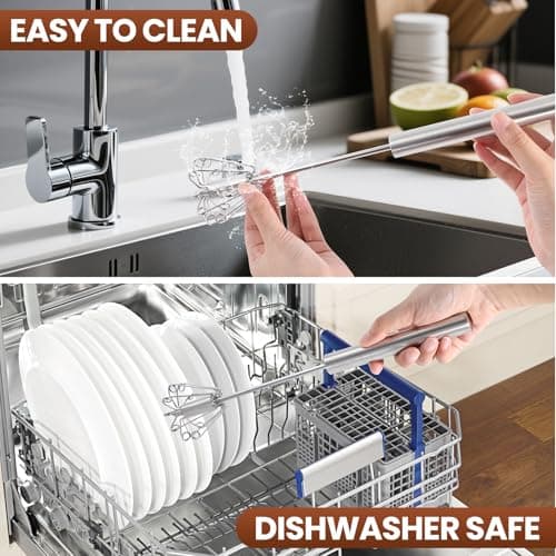 2026 Upgraded Semi-Automatic Stainless Steel Egg Beater – Hand Push Whisk for Baking, Cooking & Stirring – Perfect for Whisking Eggs, Batters & Creams – Effortless Mixing for Quick, Smooth (12in) 6