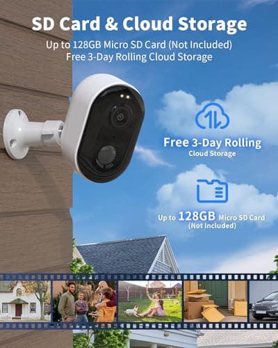 Security Cameras Wireless Outdoor, Battery Powered 2k Color Night Vision, AI Motion Detection Spotlight Siren, IP66 Weatherproof, 2-Way Talk, SD/Cloud Storage, 2.4Ghz WiFi Cameras for Home Security 6