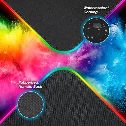 MANHATTAN XXL RGB LED Gaming Mouse Pad w/Wireless Charger, Large Gaming Mousepad with LED Light, Keyboard Pad with Non-Slip Rubber Base, Waterproof Mouse Pad for Home Office Decor- 425513 9