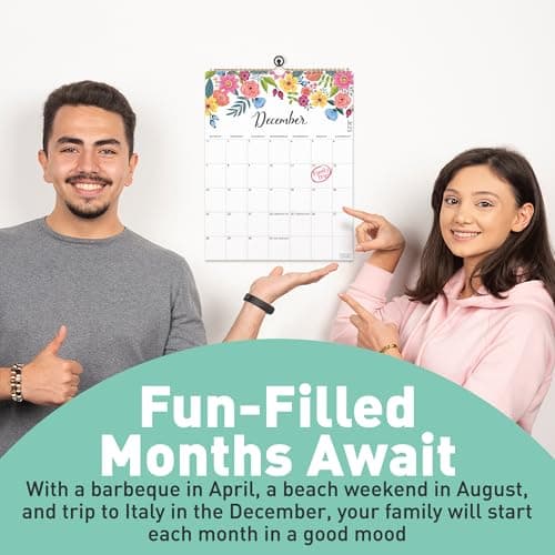 S&O Vertical Floral Wall Calendar from January 2025-June 2026 - Tear-Off Monthly Calendar - 18 Month Academic Wall Planner - Hanging Organizer to Track Anniversaries & Appointments - 13.5"x10.5”in 9