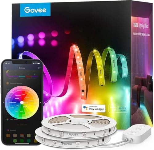 Govee 100ft RGBIC LED Strip Lights, Smart LED Lights Work with Alexa and Google Assistant, LED Lights for Bedroom WiFi App Control Segmented DIY Multiple Colors, Color Changing Light, (2 x 50ft)
