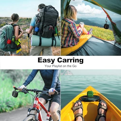 Bobtot Portable Bluetooth Speakers, Wireless IPX7 Waterproof Mini Speaker with 16H Playtime, Loud Stereo Sound, TWS, Built-in Microphone, Small Size with Lanyard, Black 7