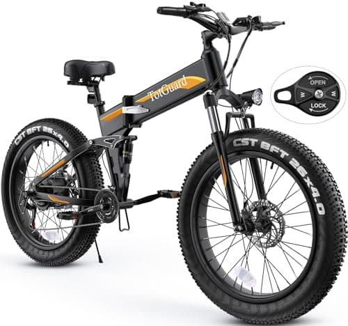 TotGuard Electric Bike,26" x4.0 Fat Tire Electric Bike with 1000W Peak Motor,48V 10.4Ah Removable Battery, 21.6MPH Foldable Mountain Ebike, Dual Shock Absorbers,21 Speed, UL 2849 & UL 2271 Certified
