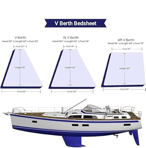 1 Piece - 800TC 100% Egyptian Cotton Universal V Berth The Best Boat V Berth Bedding Fits mattresses up to 6” Depth - Great Gift for Boaters! (White Stripe) 5