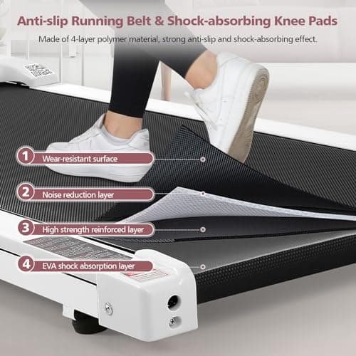 Walking Pad Smart Under Desk Treadmill 2.5 HP with App/Remote Control for Office, Portable Walking Treadmills Electric Quiet for Home/Apartment/Flat with LED Display,White 7