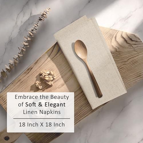 Ruvanti Linen Napkins Set of 12, 18x18 Cloth Napkins, Cotton Linen Blend Napkins Cloth Washable, Soft, Reusable Dinner Napkins for Wedding, Parties, Christmas, Thanksgiving, Everyday Use - Natural 5