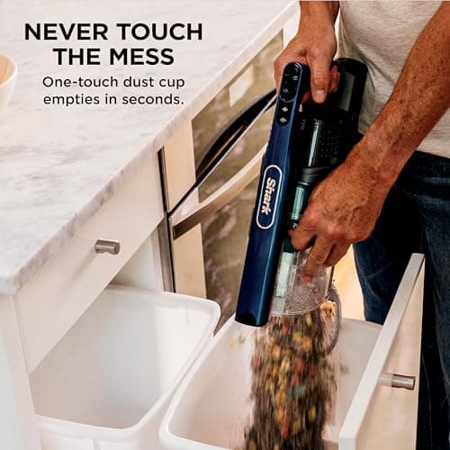 Shark Cordless Vacuum Cleaner with HEPA Filter, Lightweight, Portable, Rechargeable, Powerful Pet Hair Pickup, Removable Handheld, Crevice Tool, Dusting Brush, 50-min Runtime, Blue, IZ363HT 7