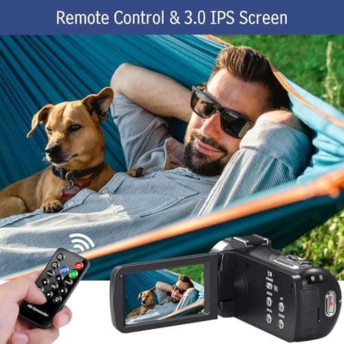DINGETU 4K Video Camera Camcorder Ultra 44MP Vlogging Camera for YouTube 18X Digital Zoom Camcorder 3.0" IPS Screen IR Night Vision with External Mic, Controller, 2 Batteries and 32G SD Card 5