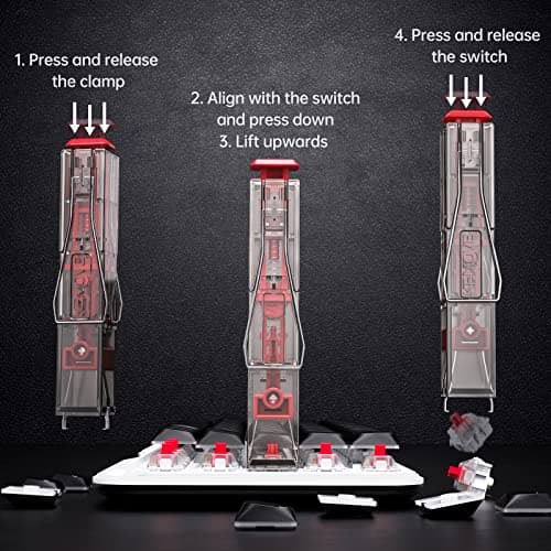 KEMOVE P10 2-in-1 Switch Puller Keycap Puller for Mechanical Keyboard, 304 Stainless Steel Key Switch Keycap Puller, Easily Remove and Replace Gaming Keyboard Switches and keycaps - Black Translucent 5