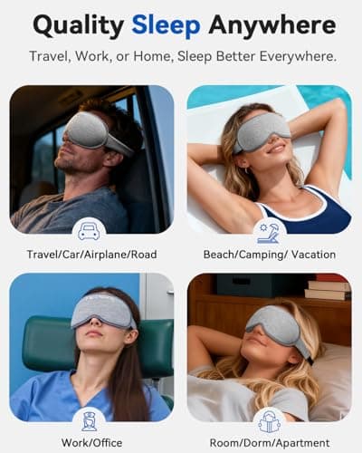 Weighted Eye Mask for Sleeping - 3D Blackout Sleep Mask for Women Men, Zero Eye Pressure, Lash-Friendly, Adjustable Strap, Airplane Travel Essentials for Long Flight & Road Trip, Meditation Mask(Gray) 8