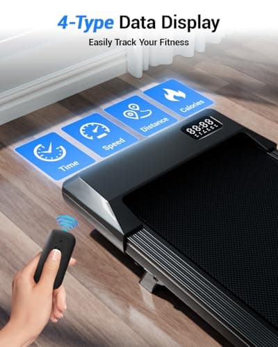 DeerRun Under Desk Walking Pad Treadmill with 6% Manual Incline, 0.6-3.8 MPH Walking Speed, 2.5 HP, 300 lb Capacity, App & Remote Control, for Home Office & Small Spaces 6