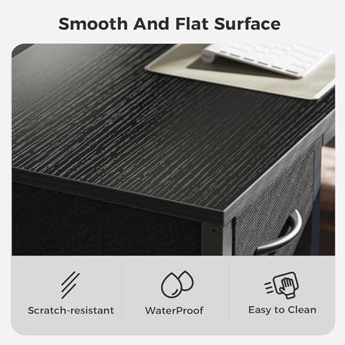 SUPERJARE 47 inch L Shaped Gaming Desk with LED Lights & Power Outlets, Reversible Computer Desk with Shelves & Monitor Stand, Corner Desk with Drawer, for Home & Office, Black 9