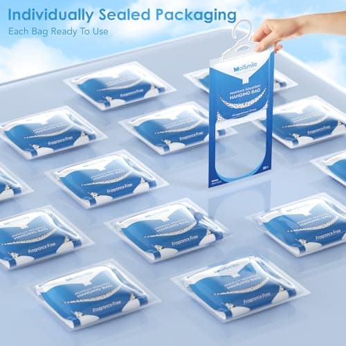 Moisture Absorbers Packets 10 Pack, Hanging Closet Dehumidifier Bags, Humidity Packs with Fragrance Free, Closet Dehumidifier for Car, Bathroom, Bedroom, Basement, 9.8OZ 6