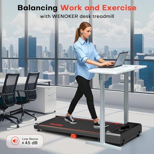 Walking Pad Treadmill, WENOKER Under Desk Tread Mill, Portable Tread Mill for Home Office, Compact Quiet Desk Tread Mill, Jogging Running Machine with Remote Control & LED Display, Installation Free 6