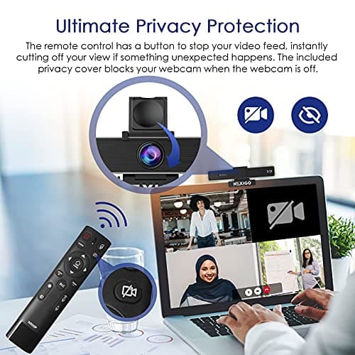 NexiGo Zoom Certified, N950P 4K Zoomable Webcam with Remote Control, Sony_Starvis Sensor, 5X Digital Zoom, Pro Web Camera with Dual Stereo Mics, for Zoom Skype Teams Twitch 8