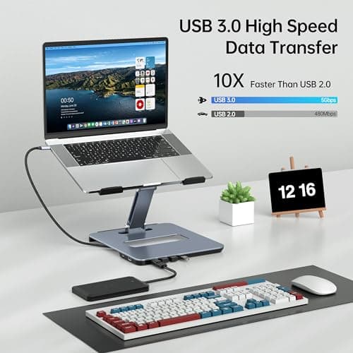BENFEI Laptop Stand with USB C 6in1 Docking Station, HDMI 4K@60Hz, 4*USB3.0, 100W PD Compatible with MacBook Pro/Air, iPad Pro, XPS, Thinkpad 5