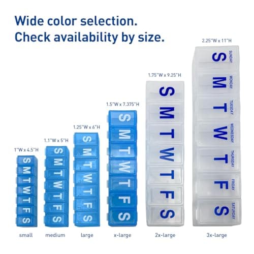 EZY DOSE Weekly (7-Day) Daily Pill Case, Medicine Planner, Vitamin Organizer, Supplement Container, Convenient and Easy to Use, Large Compartments, Travel Friendly, Color May Vary, BPA Free 6