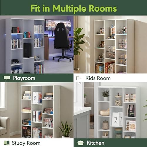 Furinno LUDER Book Shelf, 11-Cube Bookshelf, Reversible Bookcase, 9.4 x 29.1 x 41.7, for Living Room, Bedroom, Home Office, White 7