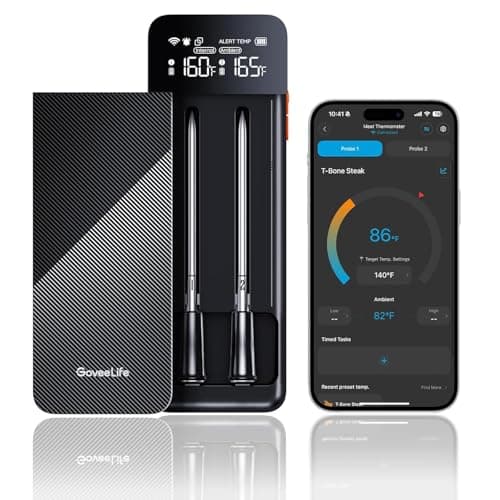 GoveeLife Bluetooth Wireless Meat Thermometer with 2 Probes, Standalone Digital Base, WiFi Unlimited Range, ±1.8℉ Accuracy, IP68 Waterproof Real Time Monitoring, for Kitchen, BBQ, Grill, Oven, Smoker
