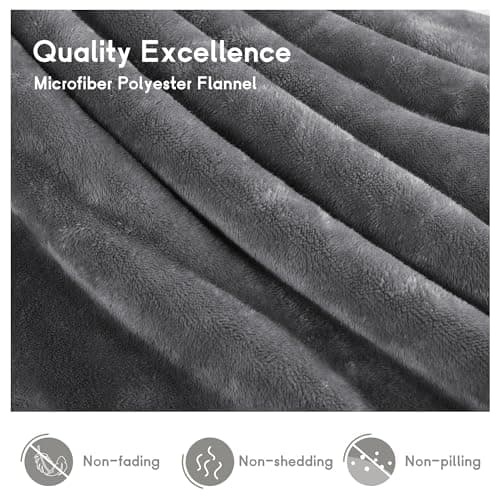 Heated Blanket Electric Blanket Full Size 72''x84'' with 9 Heating Levels, 1-10 Hour Auto Shut Off, Machine Washable, Flannel & Sherpa Soft Warming Blanket for Couch, Bed, Office - Light Grey 6
