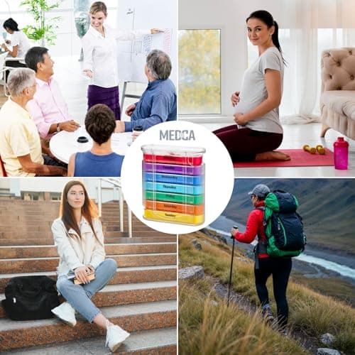 MEDca Weekly Pill Organizer, Four Times-a-Day, 1 Dispenser with Stackable AM/PM Compartments 9