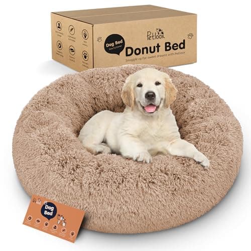 Donut Dog Bed - Premium Comfort for Anxiety Relief - Fluffy & Calming Design with Ultra-Plush Support | Cozy Round Dog Bed with Super Soft Circle Style (Camel, Small)