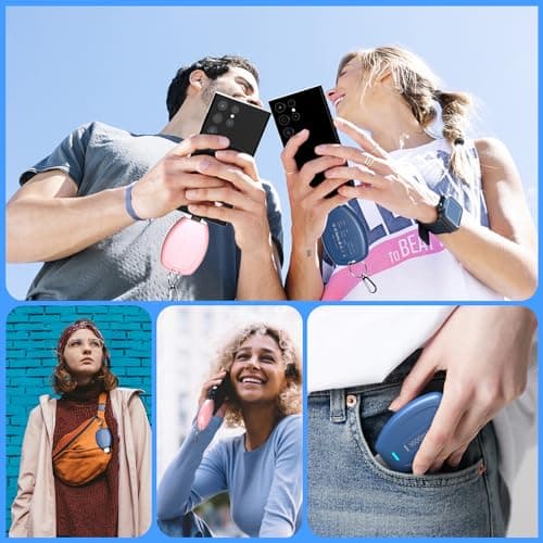 HUAENG (2-Pack USB C Keychain Portable Charger, 1600mAh Mini Power Bank Ultra-Compact Battery Pack Power Emergency pod for iPhone 17/16/15 / Android Type-C Phones Samsung, Pixel, Moto etc-Pink&Blue 6