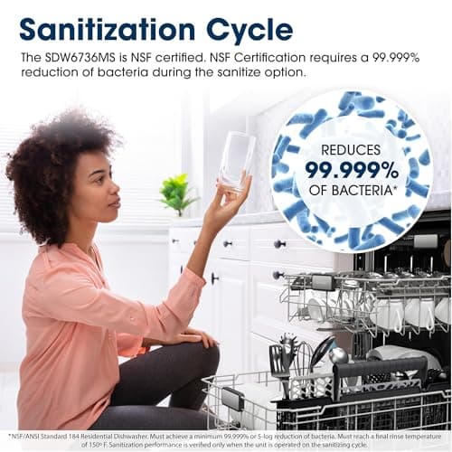 Sharp SDW6736MS 24-inch Stainless Steel Dishwasher, Third Rack, Library Quiet 47 dB, Power Wash Sprayer 7