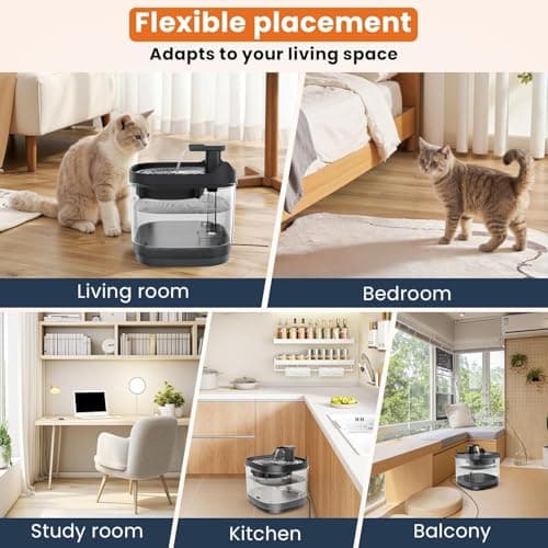 Cat Water Drinking Fountain 75oz - Ultra Quiet Pet Water Dispenser with Isolated Pump, 4-Stage Filtration (2 Filters), Flowing Water for Cats & Small Dogs, Fountain and Stream Modes 8